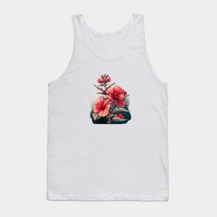 Red Flowers Tank Top